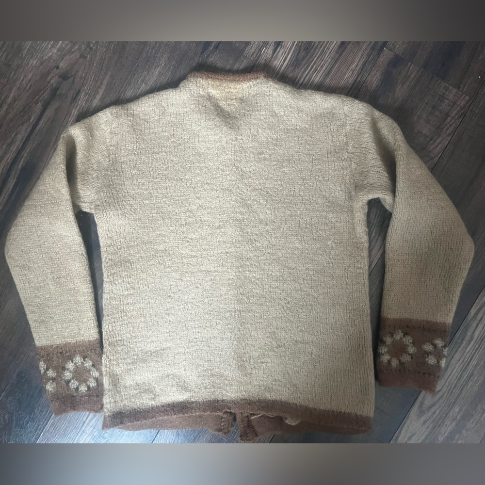 VINTAGE Catalina Wool Mohair Cardigan in Brown and Cream - Picture 3 of 5
